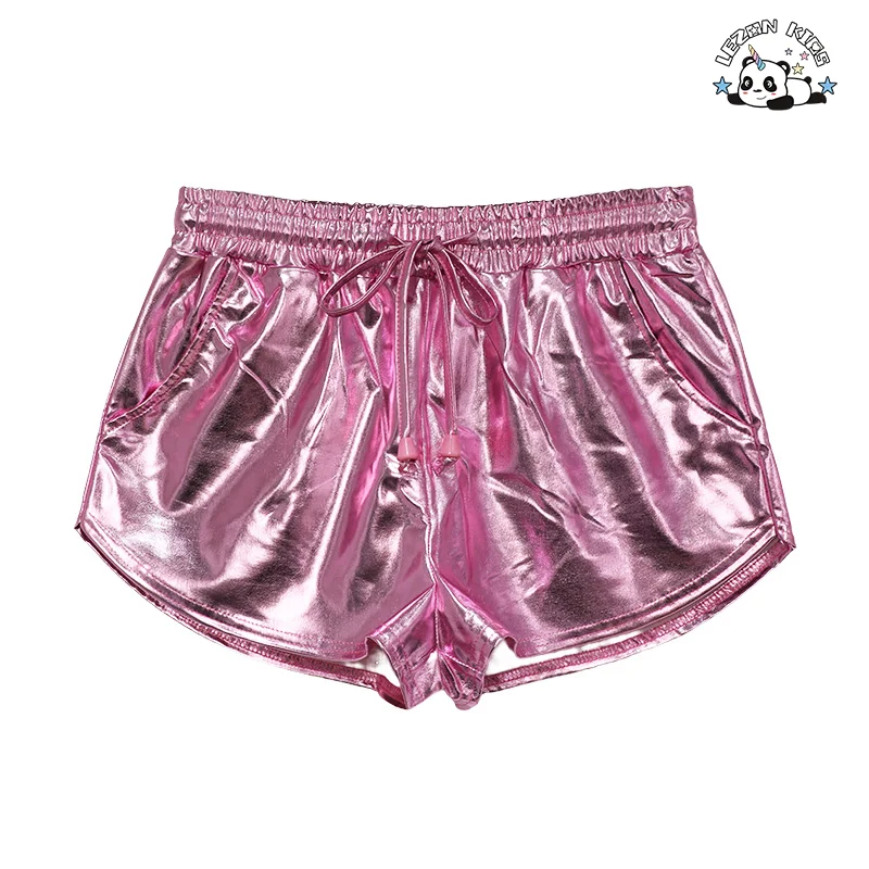 LEZONKIDS - Customized Metallic Fabric Kids Shorts High Waist Toddler Baby Solid Color Casual Girls Shorts